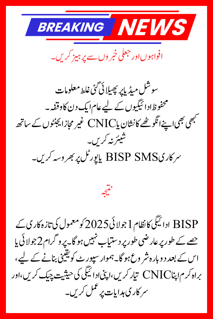 The Reasons Behind the One-Day Pause in BISP Payments