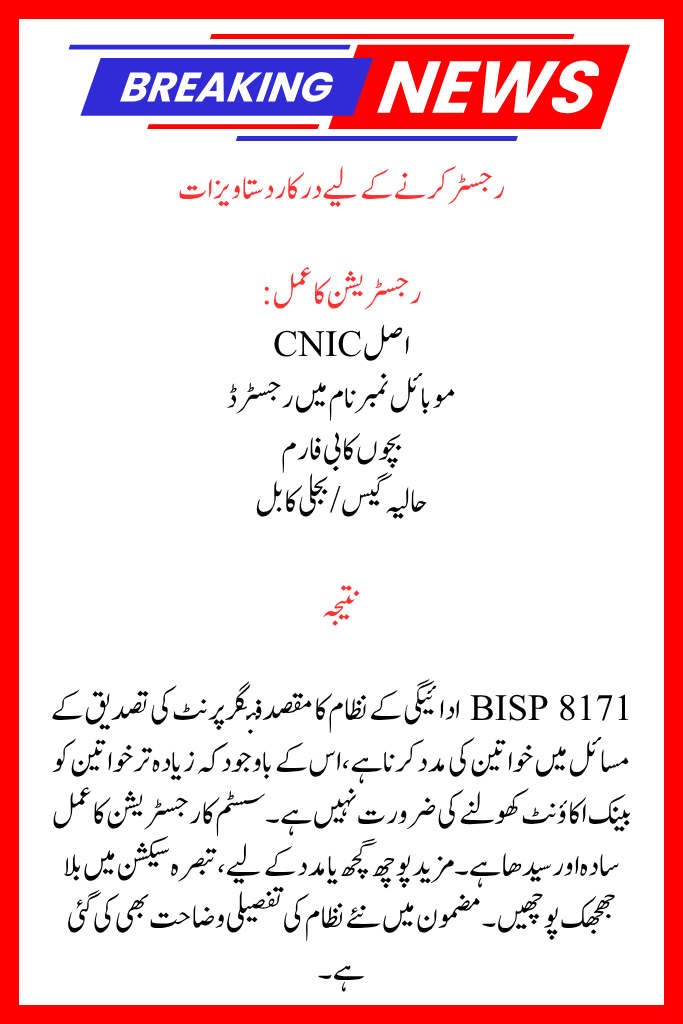 Bank Account for BISP 8171 Payment System